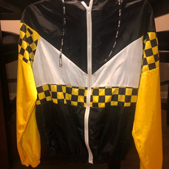 yellow checkered windbreaker